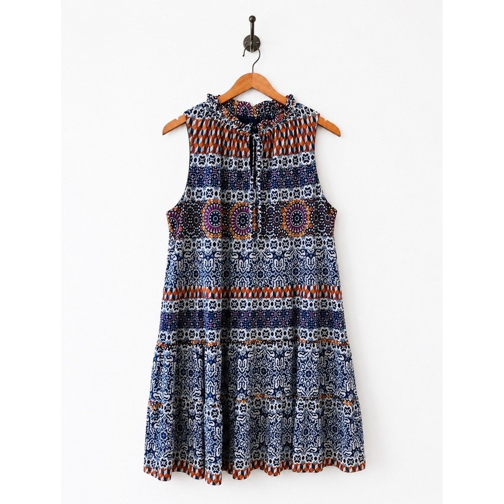 Harper 241 Sleeveless Boho Tiered Dress Size L Multicolor Printed Lined